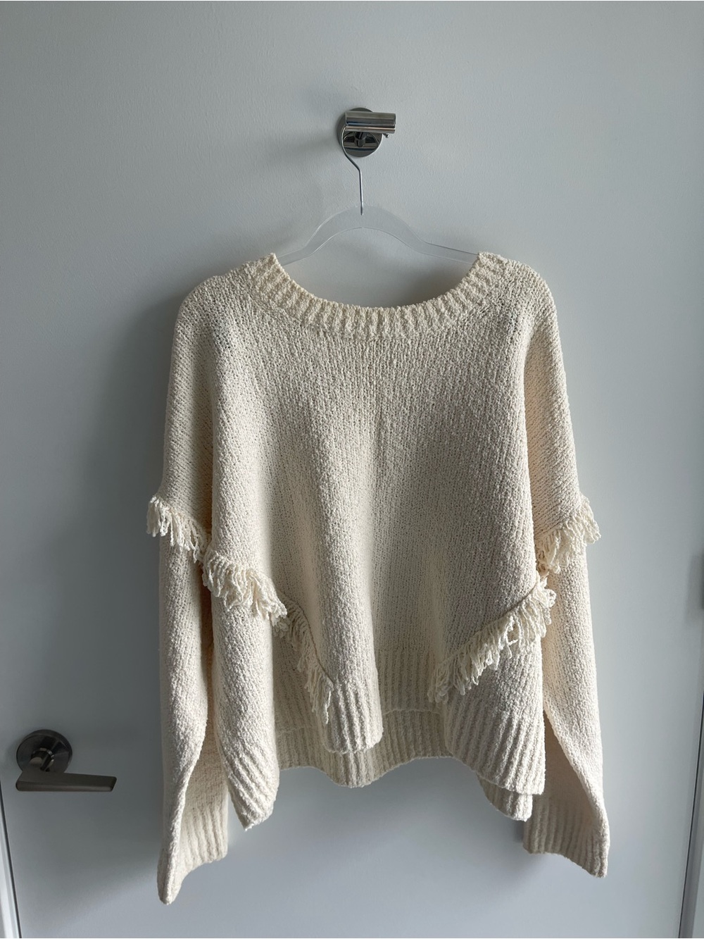 Madewell Cream Fringe Knit Sweater - Women's